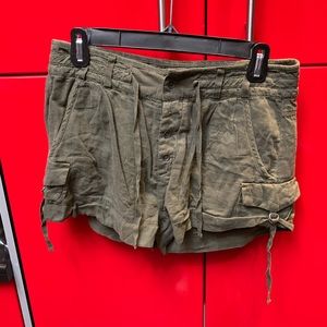 Olive linen shorts